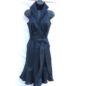 Tadashi Shoji Navy Blue Dress Faux Wrap Structured